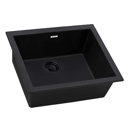 Ruvati 23 x 17 inch Granite Composite Undermount Single Bowl Kitchen Sink Midnight Black RVG2023BK
